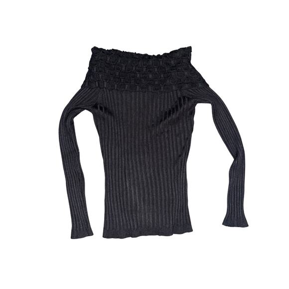 United States Sweaters Black off the shoulder Ribbed Size Medium - Picture 1 of 3